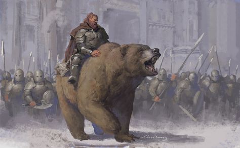 dwarf, Eddie Liu on ArtStation at https://www.artstation.com/artwork/wOKBY Prehistoric Bear, Bear Concept Art, Bear Attacking, Prehistoric Man, Bear Attack, Animal Attack, Heroic Fantasy, Bear Man, Animal Wildlife