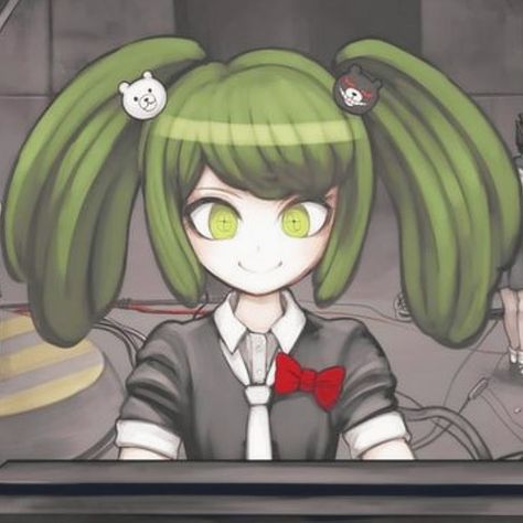 Monaca Towa, Fake People, Blue Box, Real People, Danganronpa, Twitter, Green, Anime, Hair