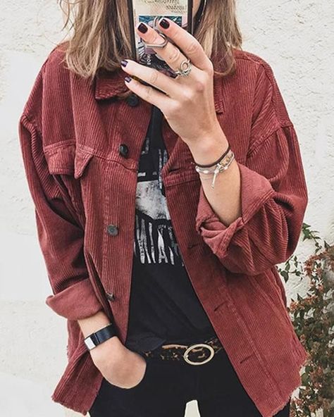 f670ef5d2d6bdf8f29450a970494dd64desc45283640ri Estilo Hipster, Loose Clothing, Fall Blouse, Cardigan Style, Elegante Casual, Loose Outfit, Turndown Collar, Button Cardigan, Collar Top