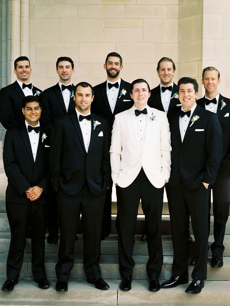 Tuxedo Wedding Groomsmen, Black Tuxedo Wedding, Wedding Motif, Monochromatic Wedding, Wedding March, Photo Checklist, Groomsmen Looks, Black And White Wedding Theme, Black And White Tuxedo