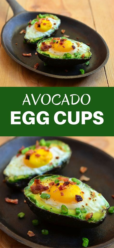 Avocado Egg Cups, Avocado Egg Bake, Avocado Dessert, Eggs And Bacon, Breakfast Eggs, Avocado Recipes, Breakfast Brunch Recipes, Egg Cups, Avocado Egg