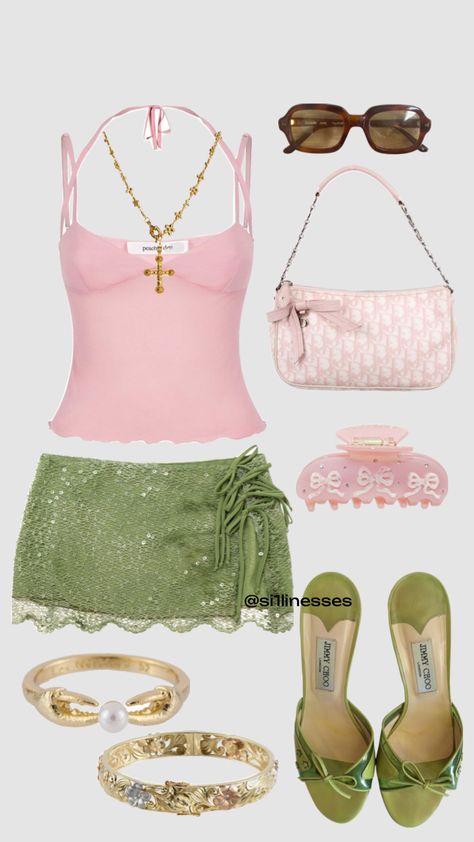 Gyaru Fashion, Green Outfit, Pink Outfits, Fashion Poster, Really Cute Outfits, Dream Clothes, Aesthetic Girl, Aesthetic Clothes