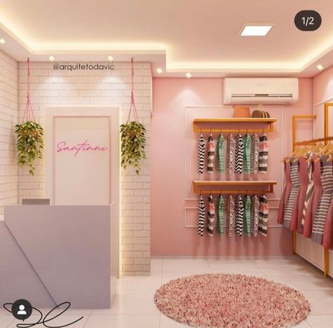 Small Showroom Ideas, Ideas Para Decorar Negocios, Small Botique Interiors Ideas, Home Boutique Ideas, Boutique Interior Design Indian, Botique Interiors Ideas, Small Boutique Interior Design, Small Boutique Interior, Clothing Boutique Decor