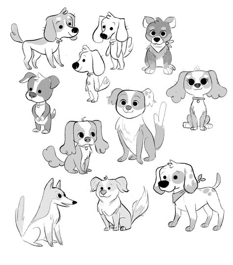 Dog Drawing Sketches, Dogs Reference, Anoosha Syed, Puppy Drawing Easy, Cartoon Dog Drawing, Dog Drawing Tutorial, Drawing Cartoon Faces, Puppy Drawing, Dog Poses