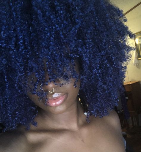 Royal Blue Curly Hair, Midnight Blue Natural Hair Black Women, Dark Blue 4c Hair, Blue Afro Hair Black Women, Blue 4c Natural Hair, All Blue Hair, Navy Blue Natural Hair, Midnight Blue Locs Black Women, Royal Blue Hair Black Women