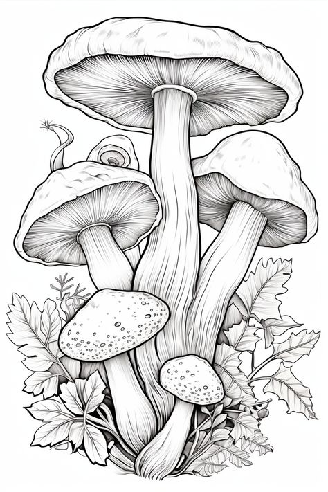 Image of Mushrooms Trippy Mushroom Coloring Pages, Mushroom Coloring Pages, Animal Stencil Art, Fungi Illustration, Mushroom Coloring, Trippy Mushroom, Forest Mushrooms, Wood Burning Stencils, Mushroom Images