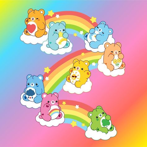 Care Bear Heart, Grumpy Care Bear, Tenderheart Bear, Good Luck Bear, Bedtime Bear, Grumpy Bear, Funshine Bear, Cheer Bear, Care Bears Plush