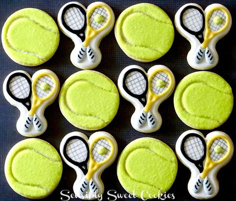 Audra Walton on Instagram: “Tennis Cookies 🎾 #tennis #tennisball #tennisracket #tenniscookies #decoratedcookies #sugarcookies #customcookies #cookieart #edibleart…” Tennis Cookies, Cookies Icing, Large Cookies, Cookies Birthday, Sports Themed Party, Cookie Art, Icing Cookies, Edible Art, Birthday Cookies