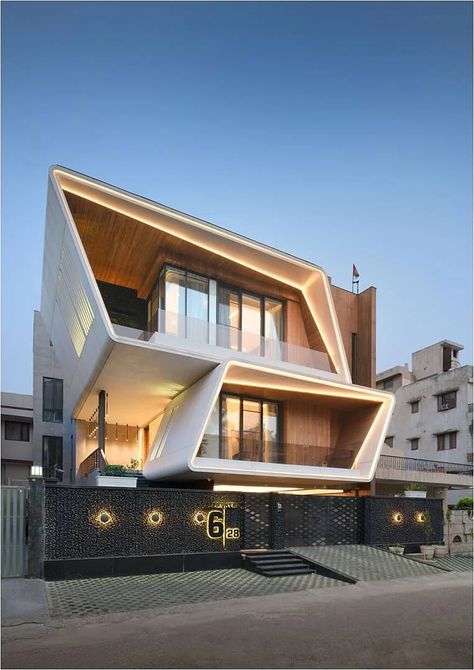 Futuristic House, Modern Architecture Building, Architecture Model House, Modern Exterior House Designs, Duplex House Design, Bungalow House Design, House Front Design, Modern Architecture House, Home Modern