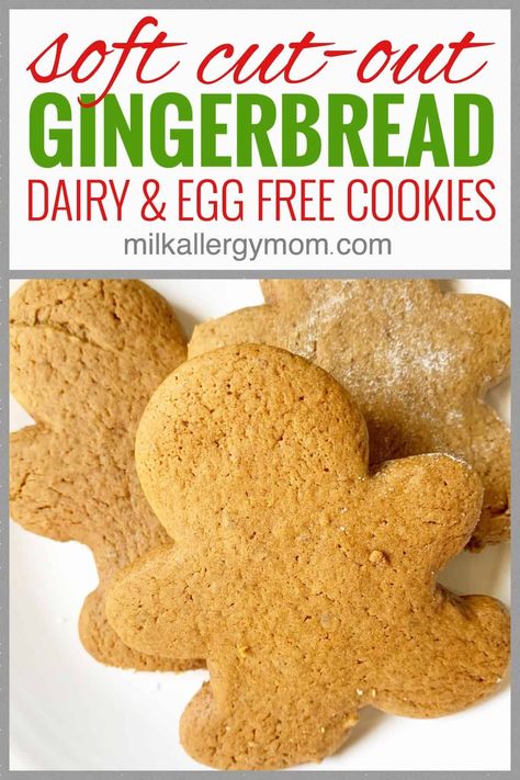 Dairy Free Gingerbread Cookies, Dairy Free Egg Free Cookies, Egg Free Gingerbread, Egg Free Christmas Cookies, Dairy Free Gingerbread, Dairy Free Christmas, Dairy Free Christmas Cookies, Egg Free Cookies Recipes, Dairy Free Sugar Cookies