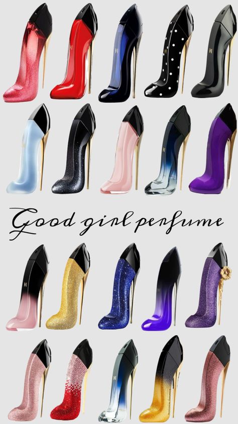 Good girl perfume #goodgirlperfume #goodgirl #perfumewishlist #perfumes #perfume Good Girl Perfume Collection, High Heel Perfume, Good Girl Perfume Notes, Good Girl Perfume Aesthetic, Very Good Girl Perfume, Heel Perfume, 90s Perfume, Shoe Perfume, Parfum Aesthetic