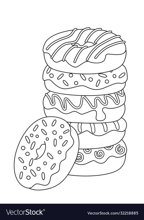 Donut Coloring Page, Stitch Coloring Pages, Vector Doodle, Food Coloring Pages, Pantone Colour Palettes, Surreal Artwork, Coloring Page Ideas, Coloring Pages For Boys, Doodle Coloring