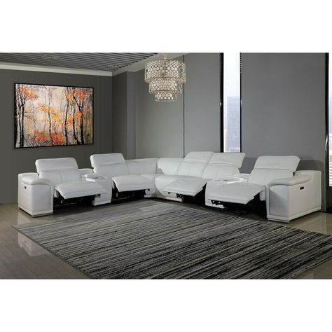 Orren Ellis Guaymas 44" Genuine Leather Symmetrical Reclining Corner Sectional | Wayfair Modern Sectional Living Room, Sectional Living Room Sets, Leather Reclining Sectional, Cosy Apartment, Leather Reclining Sofa, Leather Sectional Sofa, Beautiful Sofas, Modern Sectional, Corner Sectional