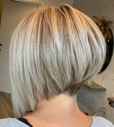 Inverted Bob Hairstyles 2023, Modern Inverted Bob, Short Inverted Bob Haircuts Back View, Stacked Bob With Bangs Over 40, A Line Bob Short Stacked Round Faces, Short Aline Bob Stacked, Stacked Bob Hairstyles With Bangs, Stacked Bob Haircut Back View, Inverted Bob Back View