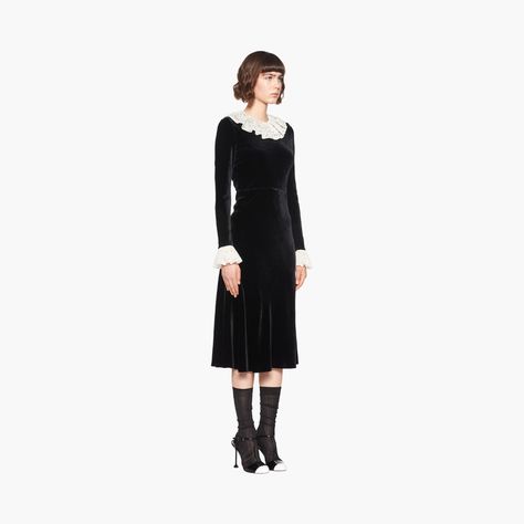 Velvet midi-dress Black | Miu Miu