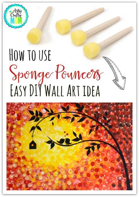 Paint,Martha Stewart Crafts®️️ Foam Pouncers Set and canvas - this do-it-yourself wall art shows how to use Sponge Pouncers - Easy DIY Wall Art idea Dr. Seuss Crafts, Easy Diy Wall Art, Wall Art Idea, Kid Friendly Art, Seuss Crafts, Sponge Painting, Martha Stewart Crafts, Art Idea, Art Drawings For Kids