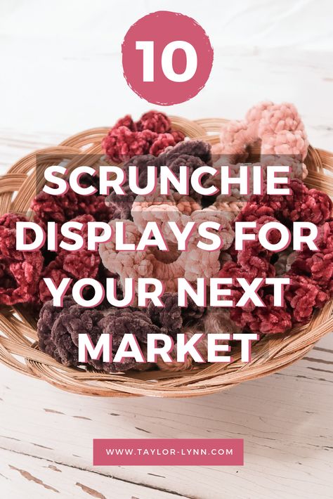 10 Scrunchie Display Ideas - Market Scrunchie Display, Hair Accessory Display Ideas, Craft Fair Displays Scrunchies, Scrunchie Stall Setup, Diy Scrunchie Display Stand, Scrunchie Booth Display, How To Display Socks For Sale, Hair Expo Booth Ideas, Hair Accessories Display Retail