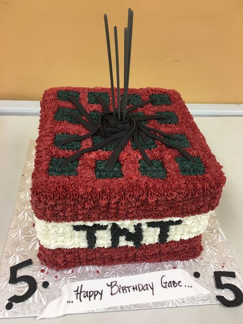 Minecraft Tnt Birthday Cake, Dsmp Birthday Cake, Minecraft Tnt Cake, Diy Minecraft Cake, Tnt Cake, Pastel Minecraft, Bro Birthday, Cakes Without Fondant, Minecraft Tnt