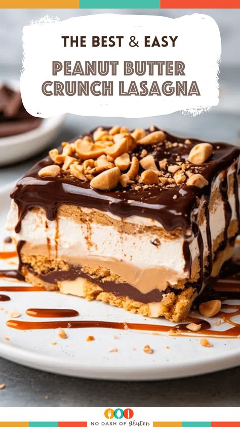 Peanut Butter Torte Dessert Recipes, Peanut Butter Fluff Bars, Peanut Butter Crunch Lasagna, Dessert Lasagnas, Desserts With Peanut Butter, The Best Desserts, Peanut Butter And Chocolate Desserts, Dessert Lasagna, 9x13 Desserts