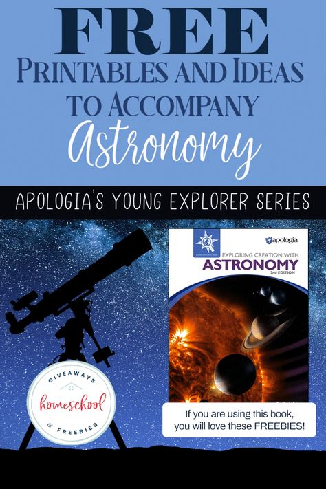 This is part of the Apologia Book PrintablesAre you using Apologia’s Exploring Creation with Astronomy book in your homeschool this year? Apologia’s Young Explorers series is a science curriculum for elementary aged children and focuses on a narrow area of science for complete immersion in the individual topics. The hardcover textbook appearance can fool peopleRead More Astronomy Crafts, Homeschool Astronomy, Apologia Astronomy, Astronomy Activity, Astronomy Quotes, Astronomy Lessons, Astronomy Photography, Elementary Curriculum, Astronomy Facts