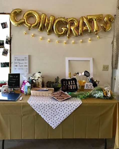 Congratulations Party Decorations, Congrats Decorations, Gold And White Graduation Party, White And Gold Graduation Party, Husson University, Congratulations Decorations, Graduation Party University, College Graduation Party, White And Gold Decor