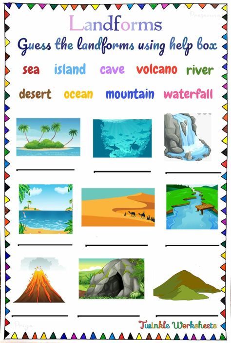 Landform Worksheet, Fun Science Worksheets, Landforms Worksheet, Middle School Social Studies Classroom, Kids Worksheet, Geography Worksheets, Geography For Kids, Continents And Oceans, Teaching Geography