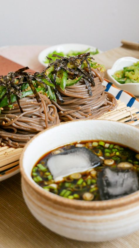 Cold Soba Noodles - 메밀국수 (Memil Guksu) Cold Soba Noodle Recipe, Soba Recipes, Refreshing Meals, Spicy Cold Noodles, Cold Noodles Recipes, Cold Soba Noodles, Soba Recipe, Soba Salad, Soba Noodles Recipe