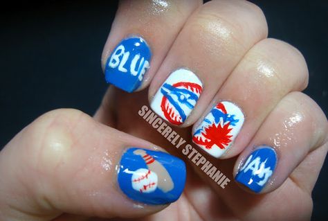 Blue Jays Nails, Nails Baseball, Press On Nails Size, Baseball Nails, Football Nails, Blue Jays Baseball, Nails Size, Gel Press On Nails, Baseball Stuff