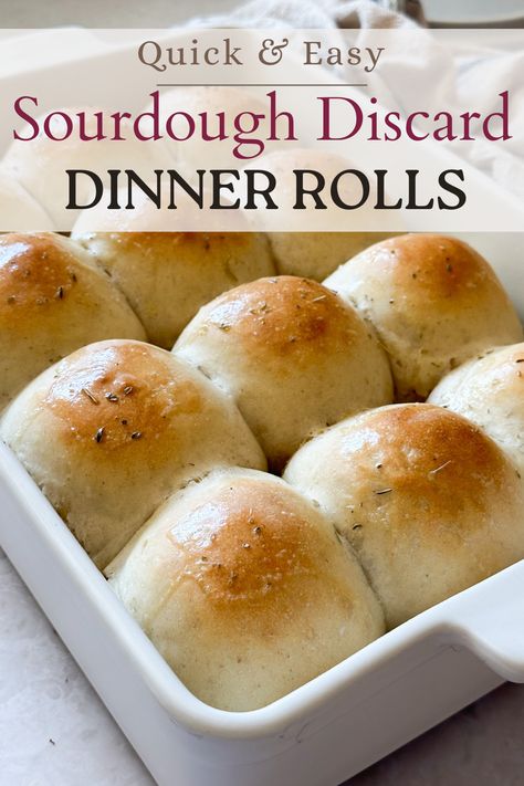 If you’re in a pinch for time and want to make a sourdough recipe, look no further. These sourdough discard dinner rolls are super fast and can be made start to finish in about 2 hours. These sourdough dinner rolls are easy to make and perfect for Christmas or Thanksgiving dinner. They also make a great sourdough bread side for soup and other cozy dinners in the winter months. Your family will love this easy sourdough discard recipe. This recipe does use active yeast but with a sourdough twist. Easy Discard Sourdough Bread, Easy Sourdough Rolls Recipe, Discard Rolls Recipe, Soft Sourdough Discard Rolls, Discard Sourdough Rolls Easy, Sourdough Soup Bread, Quick Sourdough Discard Rolls, Quick Sourdough Discard Dinner Rolls, Recipe For Sourdough Discard