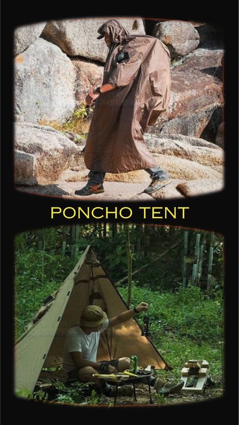 Pack lighter on your next hiking trip with this two in one poncho and tent. A raincoat that comes with everything needed for a basic pitch to be minimalist shelter that with good build quality and performed well , a good add up for your survival kit, ideal for camping, hiking, backpacking, fishing, bushcrafters, outdoor survivalists. Comes with DIY setup kit of 6 tent pegs and 3 guy-lines, while weighs only 22.5oz. Affiliate link. Diy Raincoat, Tent Pegs, Hiking Backpacking, Best Build, Rain Cover, Survival Kit, Hiking Trip, Cool Items, Bushcraft