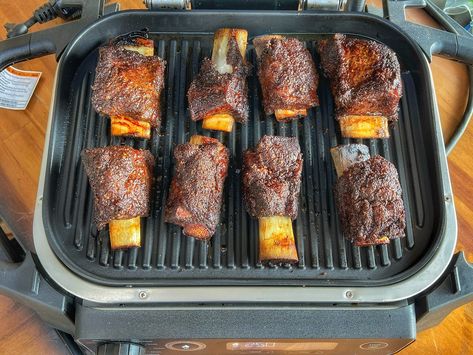 Ninja Woodfire Grill Smoked Beef Short Ribs Ribs On Pellet Grill, Wood Fire Grill Recipes, Ninja Woodfire Grill, Grilled Beef Short Ribs, Grilled Beef Ribs, Smoked Beef Short Ribs, Spaghetti With Ground Beef, Cooking Torch, Beef Ribs Recipe