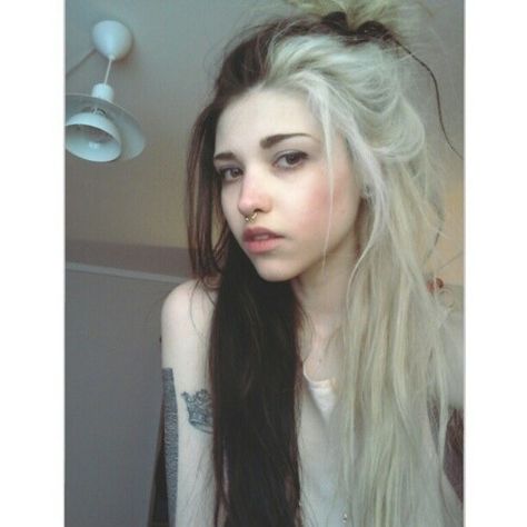 White and brown hair Long Hair, A Woman, Split, Blonde, Dye, Tattoos, Hair, White, Black