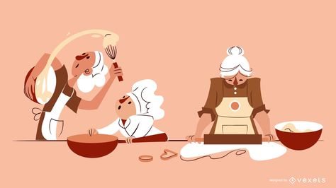 Bakery Character Design, Baking Illustration, Bakery Illustration, Cooking Illustration, Cook Illustration, Illustration Composition, Cookbook Design, Sketchbook Inspo, Instagram Template Design