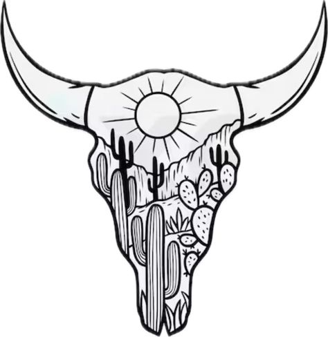 Longhorn Skull Drawing, Doodle Tattoos, Western Clipart, Cactus Cartoon, Longhorn Skull, Doodle Tattoo, Painted Hats, Skull Drawing, Doodle Sketch