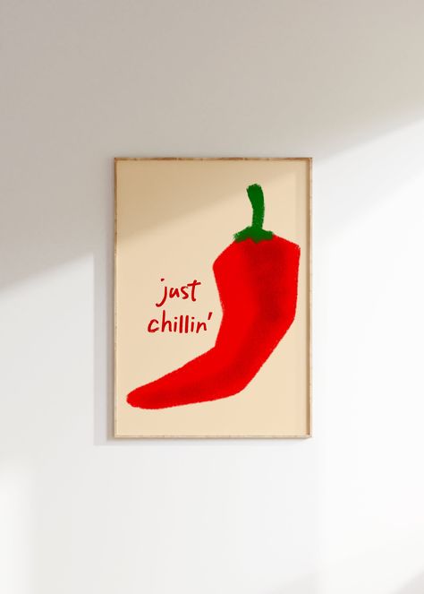 Chili Pepper Painting, Chili Peppers Decor, Quote Art Print, Wall Art Trendy, Bedroom Artwork, Canvas Painting Tutorials, Cozy Room Decor, Paint And Sip, Quote Art