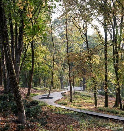 SOA Architekti created the park on the site of an old graveyard. Sou Fujimoto, Japanese Interiors, American Houses, Landscape And Urbanism, Public Park, Garden Pathway, Garden Studio, Forest Park, Graveyard