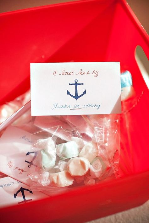 Nautical Party Favors, Wedding Favor Sayings, Simple Wedding Favors, Saltwater Taffy, Summer Wedding Favors, Nautical Birthday Party, Simple Beach Wedding, Salt Water Taffy, Candy Wedding Favors