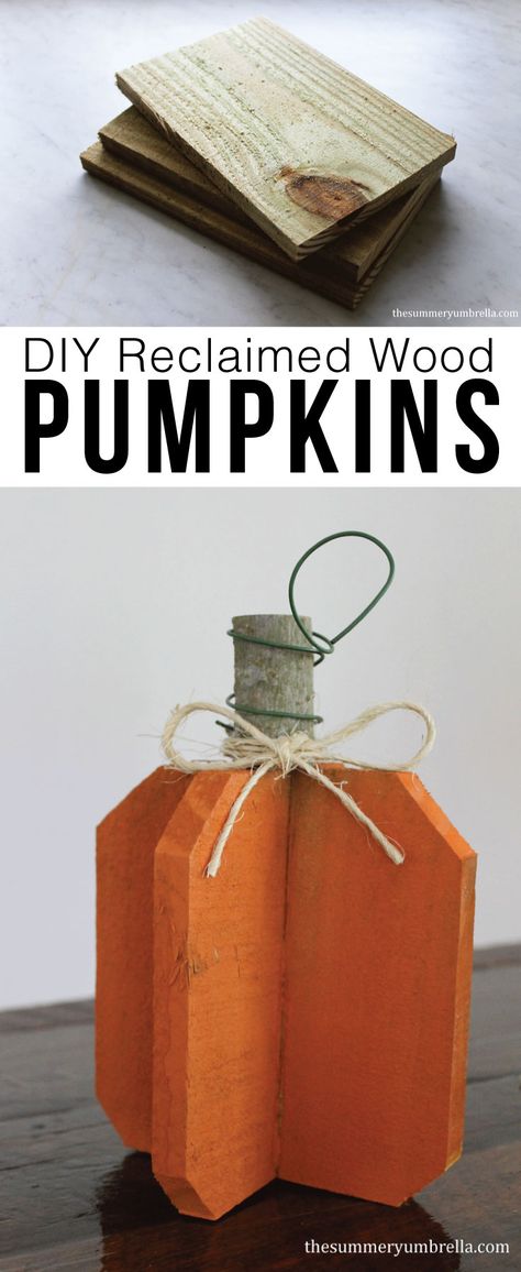 Wood Pumpkins Diy, Easy Diy Fall Crafts, Fall Crafts Decorations, Diy Reclaimed Wood, Kerajinan Diy, Fall Wood Crafts, Fall Pumpkin Crafts, Halloween Decor Diy, Rustic Halloween