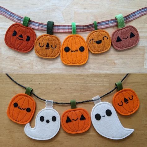 Busy Drawing, Idea To Paint, Stuffed Pumpkin, Felt Craft Projects, Halloween Sewing, Felt Snowman, Adornos Halloween, Felt Halloween, Halloween Banner