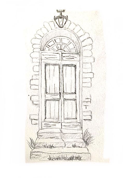 Drawing Doors Sketches, Windows Drawing Sketch, Door Sketch, Watercolor Door, Storybook Illustration, Really Cool Drawings, Watercolor Architecture, Pen Art Drawings, Architecture Design Drawing