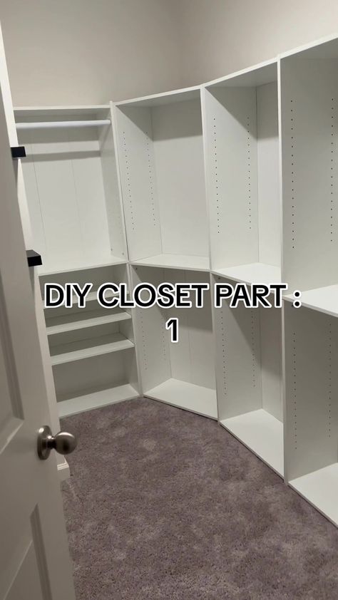 Bookshelf In Closet Storage, Closet Ideas With Bookshelves, Book Case Closet Ideas, Walk In Closet With Bookshelves, Diy Book Shelf Closet, Billy Bookcase Walk In Closet, Bookshelves For Closet Storage, Bedroom Redesign Ideas, Diy Closet Bookshelves