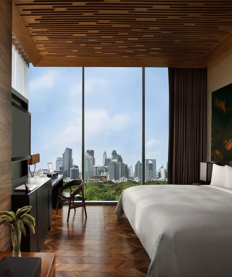 SO/ Bangkok is a city hotel for travelling couples and a hot spot for trendy locals and young professionals — but surprising and delighting all guests equally with a daring mix of bold design ideas and luxurious style. #bangkokluxury #bangkokbesthotel #bangkokwheretostay #bangkokthailandhotelluxury #bangkokthailandhotel #thailandbesthotels #thailandluxuryhotels #luxuryhotelcity Black Bedspread, Thailand Luxury, Hotel Thailand, Bedroom Ideas For Couples Modern, Bangkok Hotel, Room With A View, Stunning Interior Design, Thailand Hotel, Bedroom Bliss