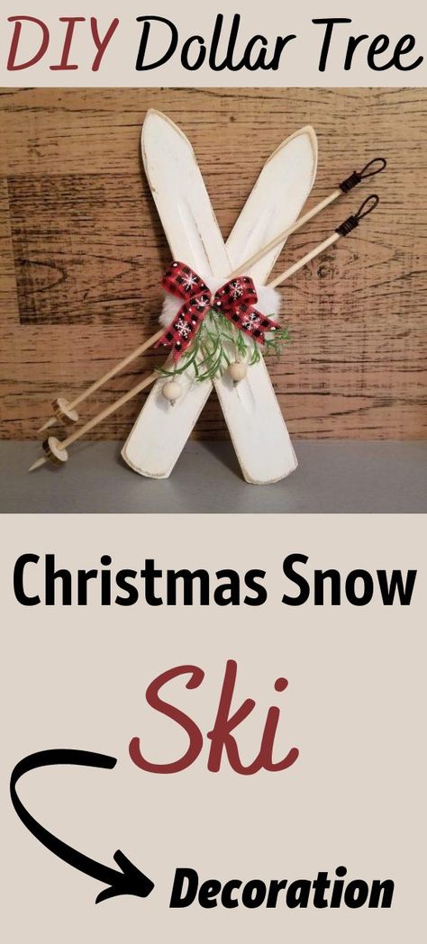 Mini Rustic Christmas Skis — CraftBits.com Diy Ski Decor, Ski Decorations Christmas, Ski Christmas Decor, Ski Decorations, Ski Lodge Christmas, Diy Tree Ornaments, Ski Decor, Handmade Gift Ideas, Rustic Ornaments