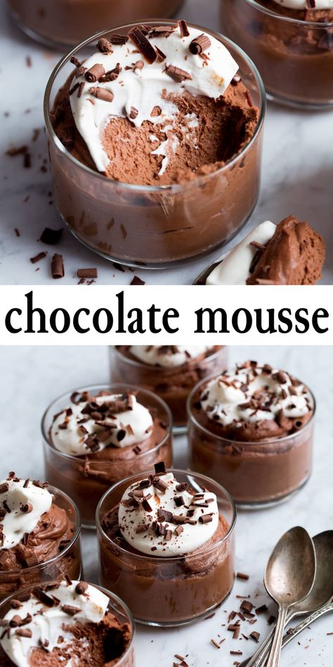 Dessert Recipes Chocolate, Mousse Dolce, Easy Chocolate Mousse, Dessert Mousse, Chocolate Mousse Recipe, Mousse Dessert, Recipes Chocolate, Mousse Recipes, Chocolate Dessert Recipes