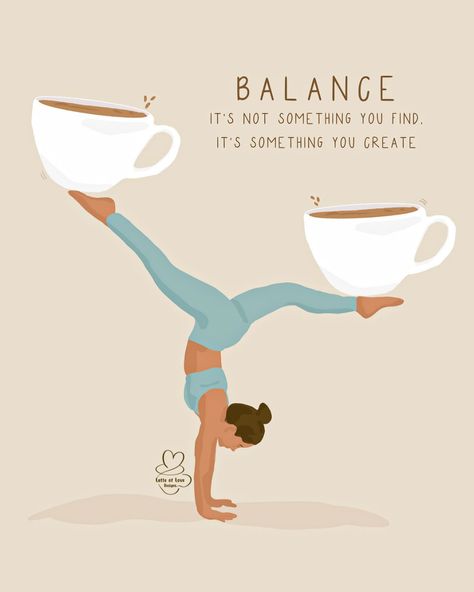 Finding balance in life is a constant practice ☕️🤸🏽 In life we’re constantly finding balance between finding time to work out and (if you’re a chronic illness girlie like me) working out too much. Making every meal at home and picking up a meal to spend some extra time with loved ones. Or going on a date night. I’m still trying to find my new rhythm and routine in my new home, but at the same time I feel so much more balanced than I did a year ago when I was pushing myself to work two jobs... Happy At Work Quotes, Work Home Balance, Balancing Life Quotes, Life Work Balance, Work Life Balance Illustration, Me Time Illustration, Work Out Wallpaper, Work Out Aesthetic Women, Balance Quote