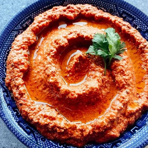 Muhammara Dip, Mediterranean Eggplant, Muhammara Recipe, Eggplant Sandwich, Accidentally Vegan, Red Pepper Dip, Pepper Dip, Stuffed Pepper Dip, Red Bell Peppers