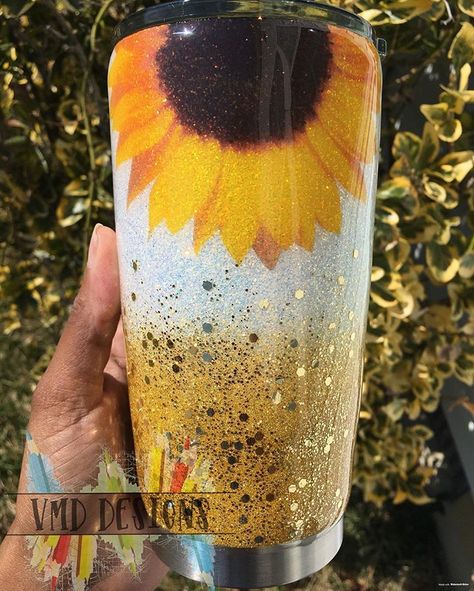 Vanessa Davis, Cricut Tumblers, Tumblr Cup, Sunflower Tumbler, Epoxy Tumblers, Cup Designs, Glitter Tumblers, Custom Tumbler Cups, Cup Ideas