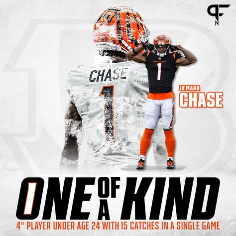 #Bengals WR Ja'Marr Chase is the first player in #NFL history to record multiple games of at least 10 receptions, 150 receiving yards and 3 receiving TDs in his first 3 career seasons. 🔥 He also became the fourth player under 24 with 15 receptions in a single game. Chase's highlights from Week 5: https://bit.ly/3ZPnPhD Football Wallpaper Nfl, Nfl History, Nfl Fans, Week 5, Football Wallpaper, Cincinnati Bengals, Roman Reigns, 3 In One, Nfl Football