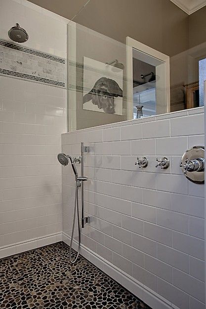 White subway tile Classic Bathroom Design, Ada Bathroom, Walk In Shower Designs, Accessible Bathroom, Craftsman Style Home, Dog Shower, Basement Bathroom, Laundry Mud Room, Shower Remodel