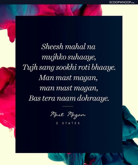 Mast Magan Lyrics, Mast Magan, Love Poems In Hindi, Song Captions, Hindi Lyrics, Bollywood Movie Songs, Love Song Quotes, Song Lyric Quotes, Bollywood Music